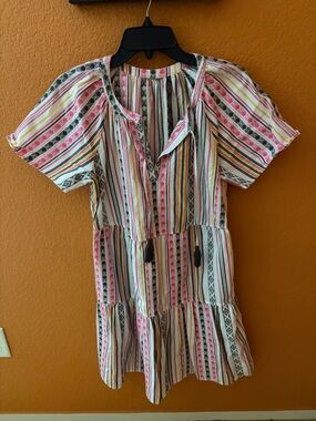 Striped Pink & White Tiered Women’s Dress from macys no tag
